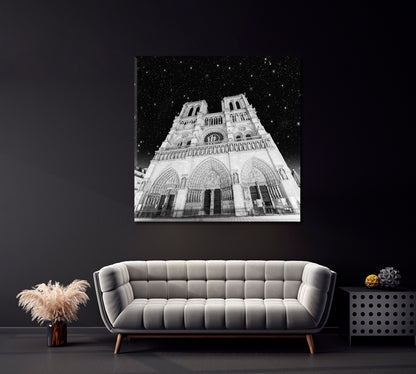 Notre Dame Cathedral with Starry Sky Canvas Print ArtLexy   