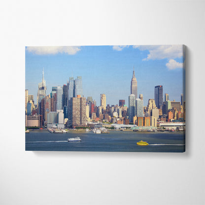 Manhattan Skyline with Hudson River New York City Canvas Print ArtLexy 1 Panel 24"x16" inches 
