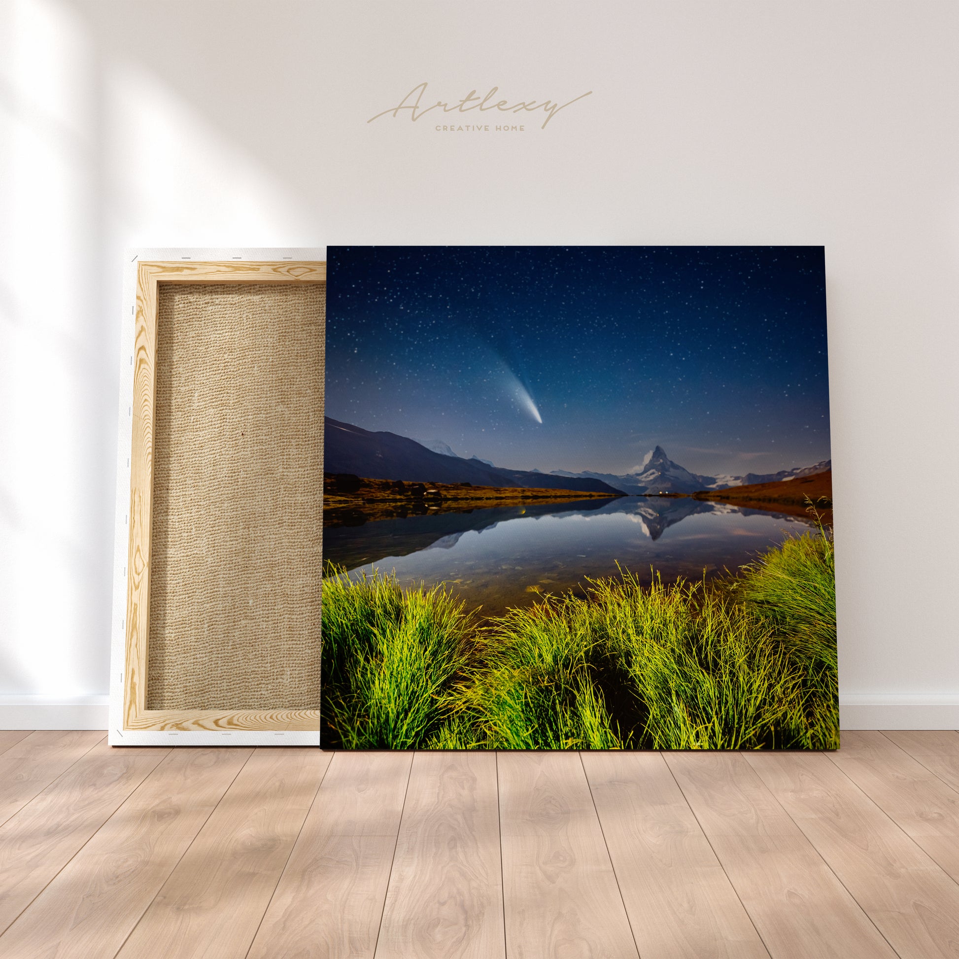 Famous Matterhorn Peak and Stellisee Lake Switzerland Canvas Print ArtLexy   