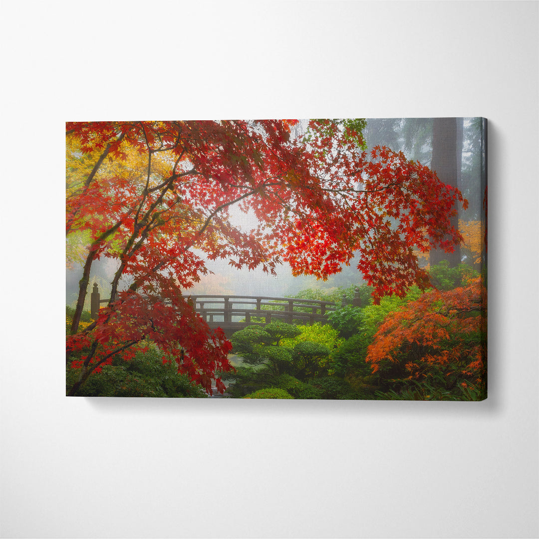 Moon Bridge in Portland Japanese Garden Canvas Print ArtLexy 1 Panel 24"x16" inches 