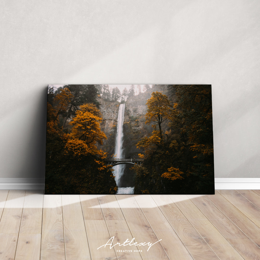 Multnomah Falls in Autumn Oregon Canvas Print ArtLexy   