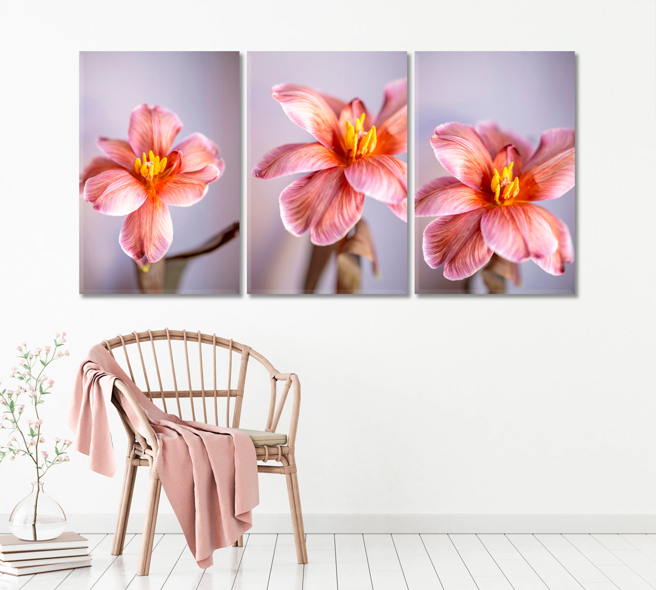 Set of 3 Blooming Tulips Canvas Print ArtLexy   