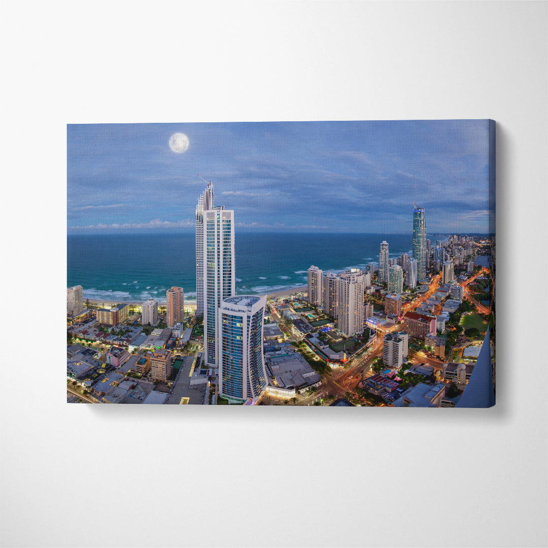 Surfers Paradise at Dusk Gold Coast Australia Canvas Print ArtLexy 1 Panel 24"x16" inches 