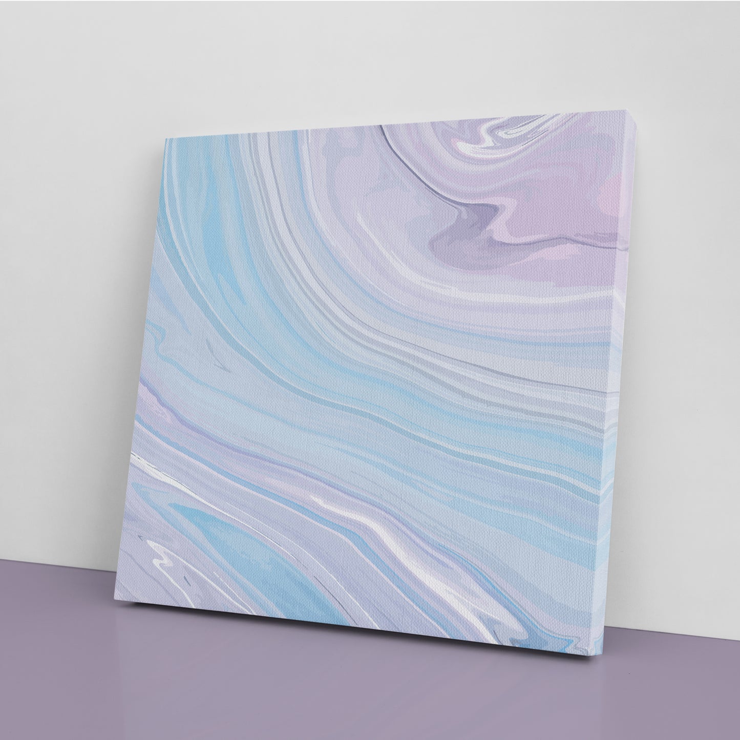 Set of 2 Squares Elegant Blue and Pink Waves and Swirls Canvas Print ArtLexy   