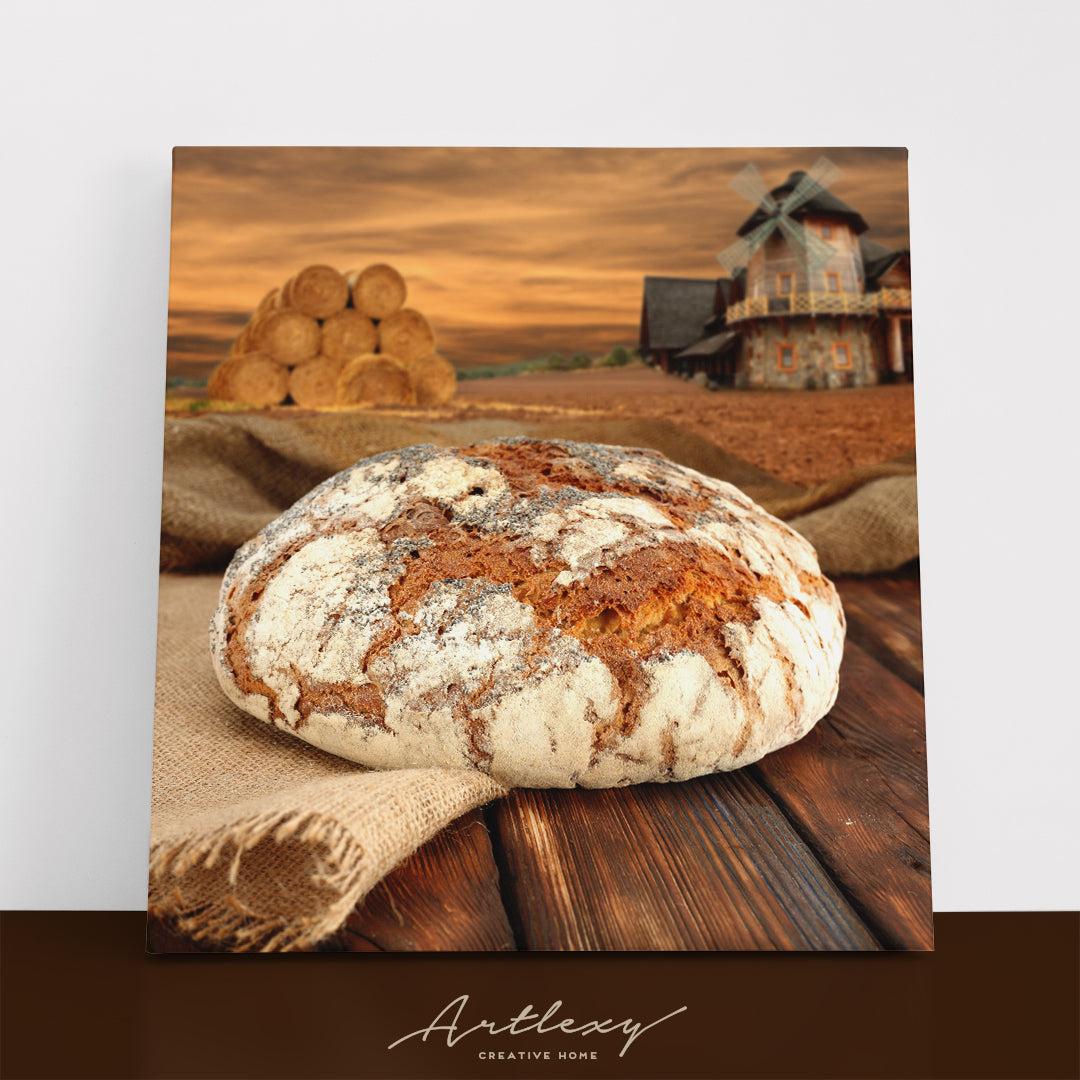 Autumn Landscape with Mill and Fresh Bread Canvas Print ArtLexy   