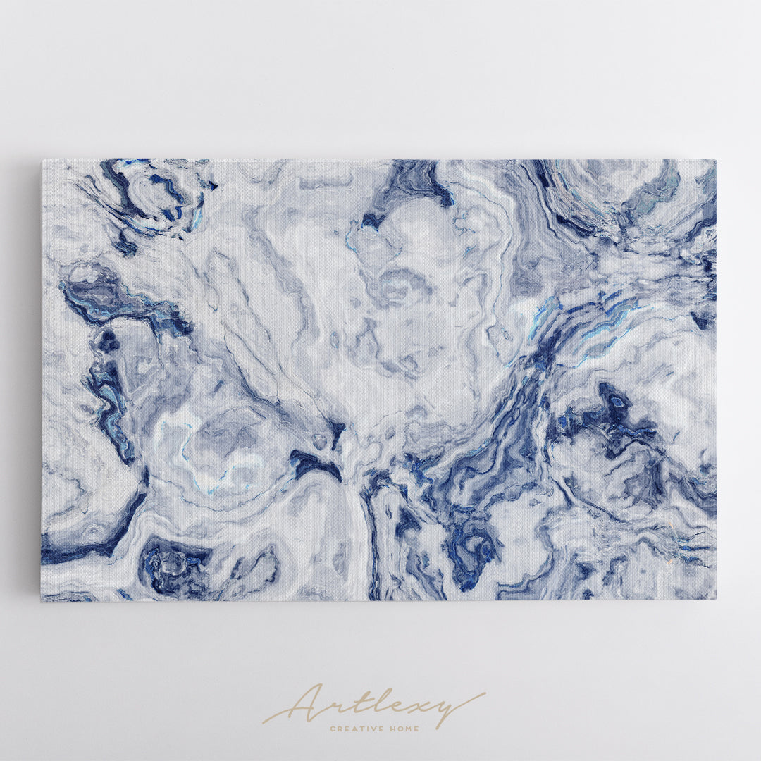 White Marble with Blue Veins Canvas Print ArtLexy   