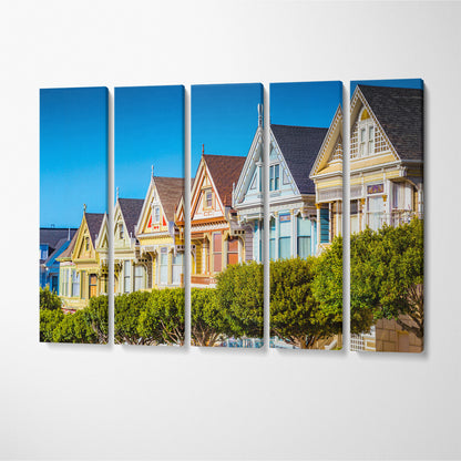Painted Ladies of San Francisco California Canvas Print ArtLexy 5 Panels 36"x24" inches 