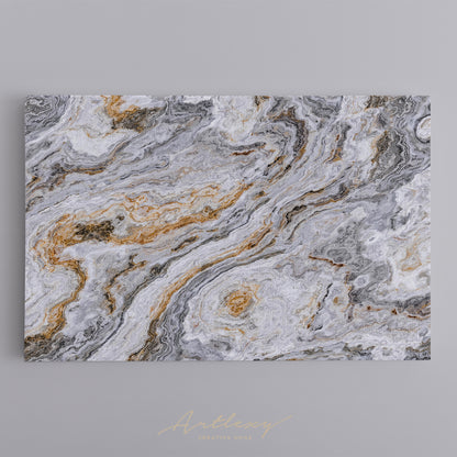 Curly Grey and Golden Marble Canvas Print ArtLexy   