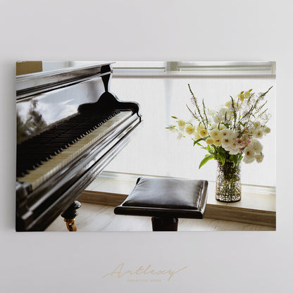 Beautiful Piano with Flowers Canvas Print ArtLexy   