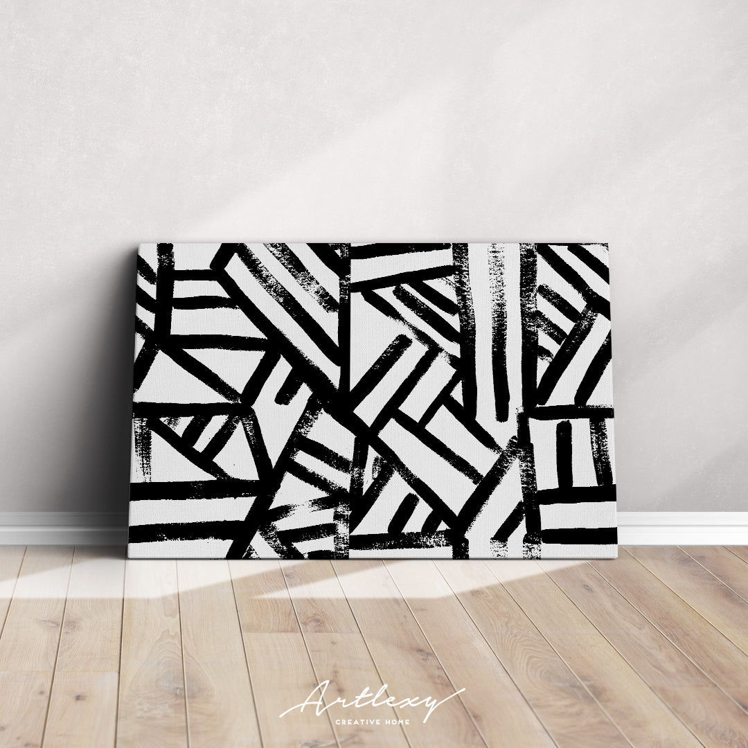 Black and White Geometric Pattern Canvas Print ArtLexy   