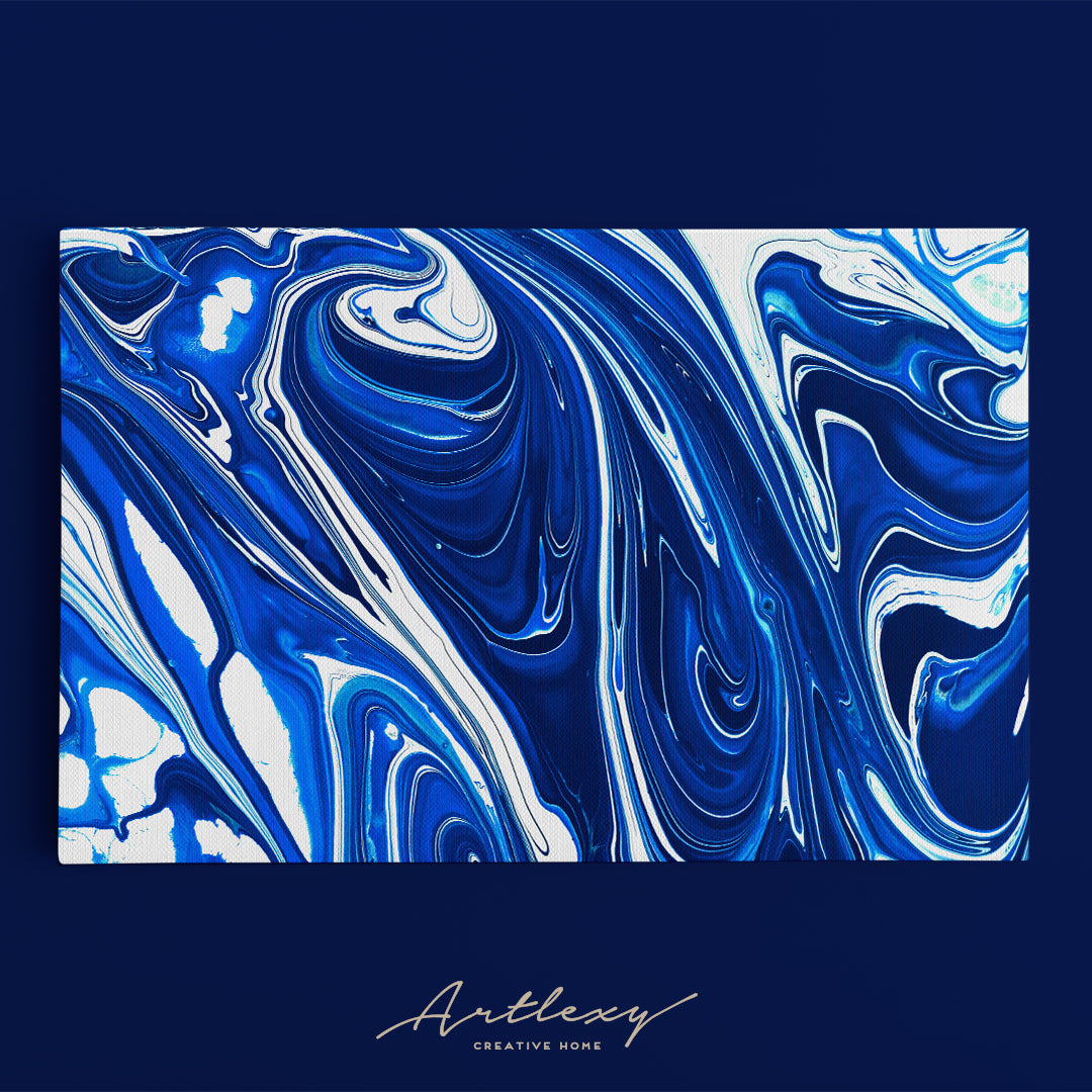Blue White Marble Waves Canvas Print ArtLexy   