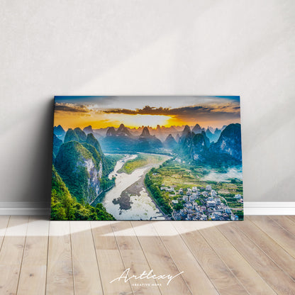 Li River and Karst Mountains China Canvas Print ArtLexy   