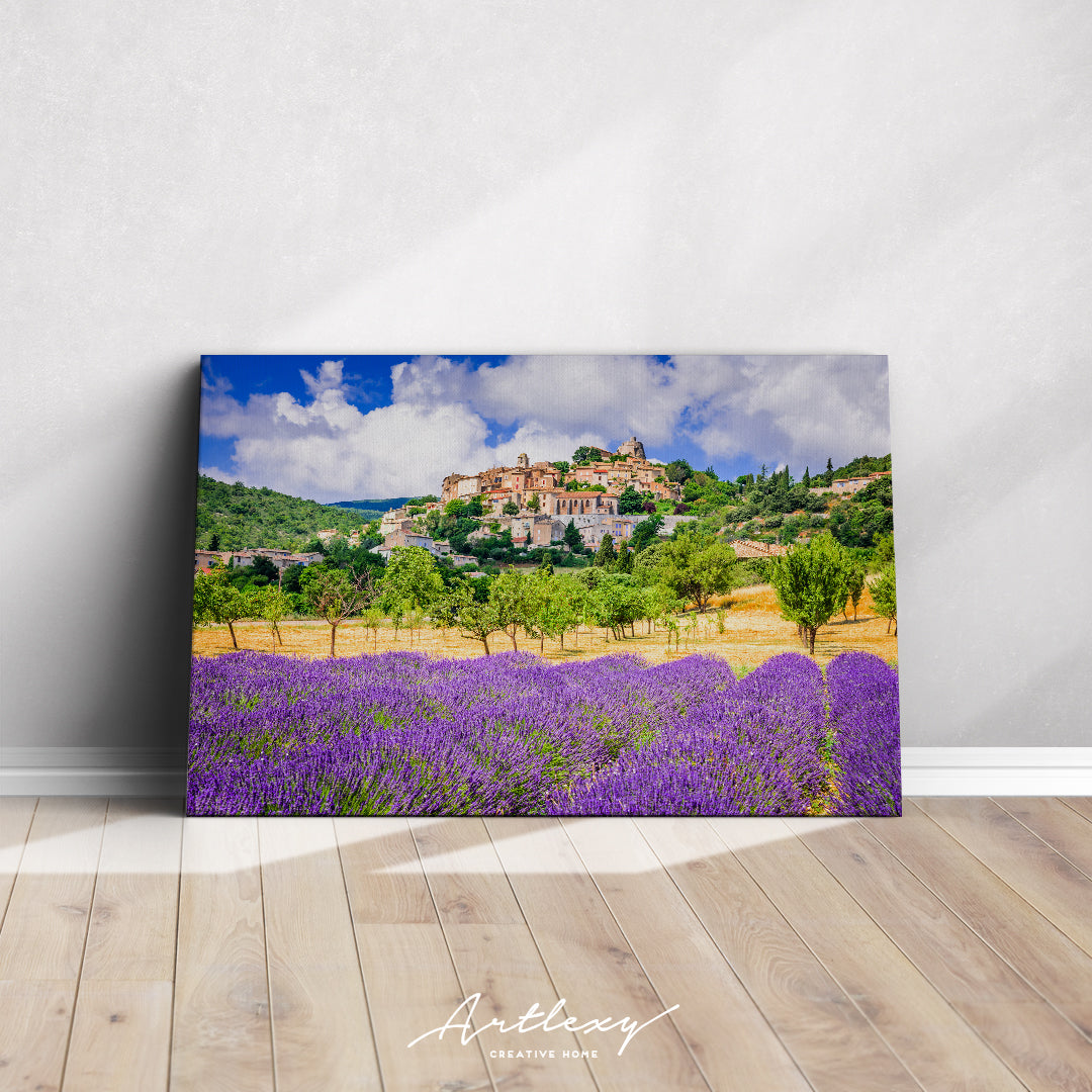 Simiane La Rotonde Village in Provence with Lavender Fields France Canvas Print ArtLexy   
