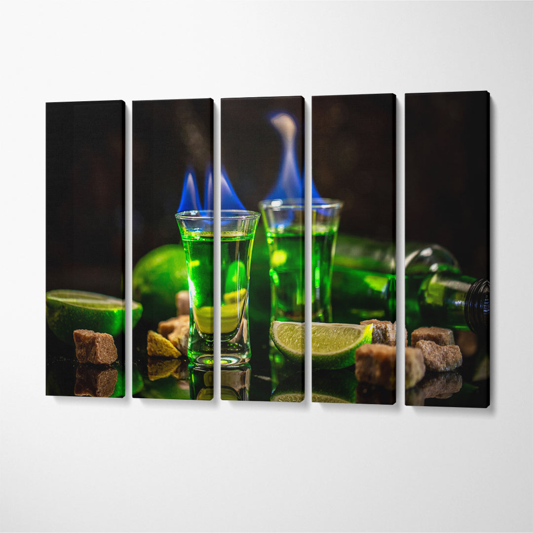 Absinthe with Brown Sugar and Lime Canvas Print ArtLexy 3 Panels 36"x24" inches 