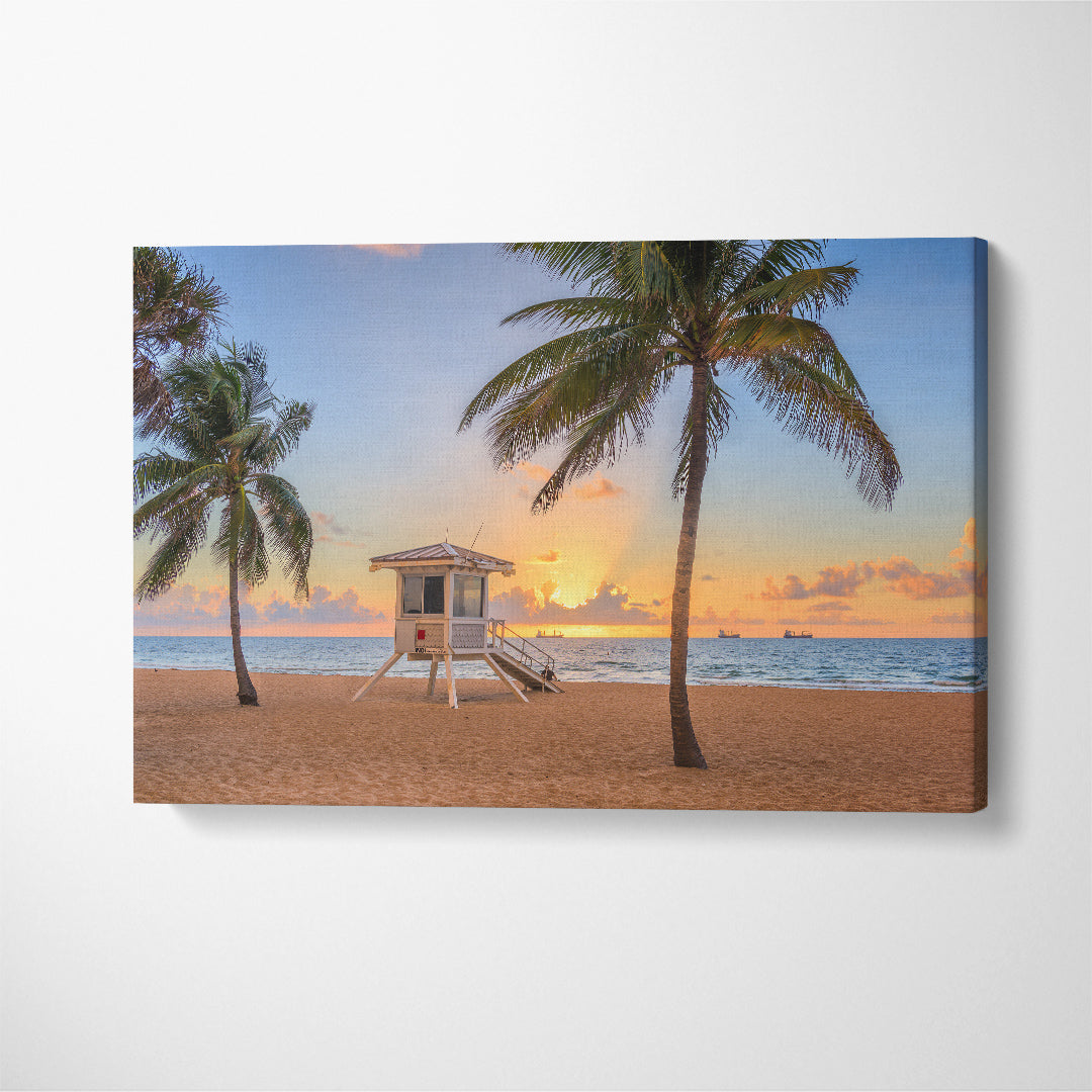Lifeguard Tower on Beach Florida USA Canvas Print ArtLexy 1 Panel 24"x16" inches 