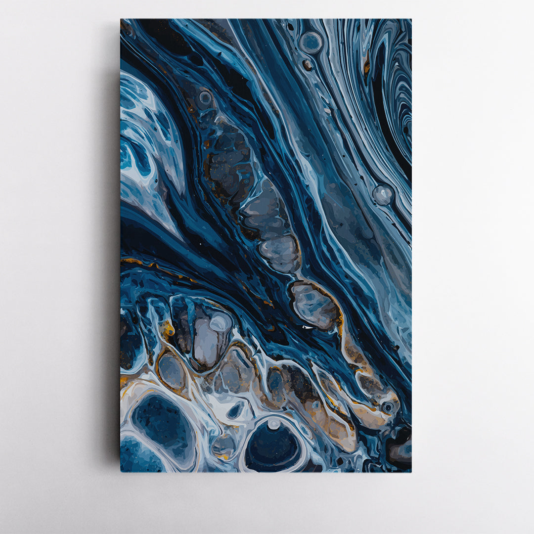Set of 2 Vertical Modern Navy Blue Marble Pattern Canvas Print ArtLexy   