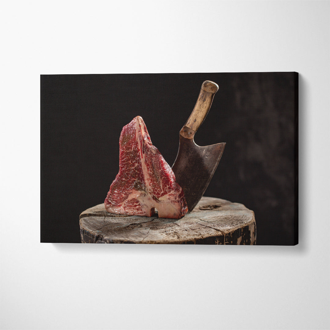 Raw T-bones Steak Canvas Print ArtLexy 1 Panel 24"x16" inches 