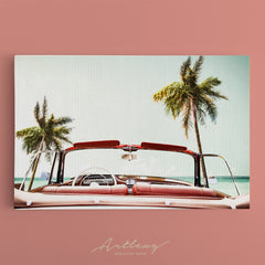 Summer Car on Beach With Palm Canvas Print ArtLexy   