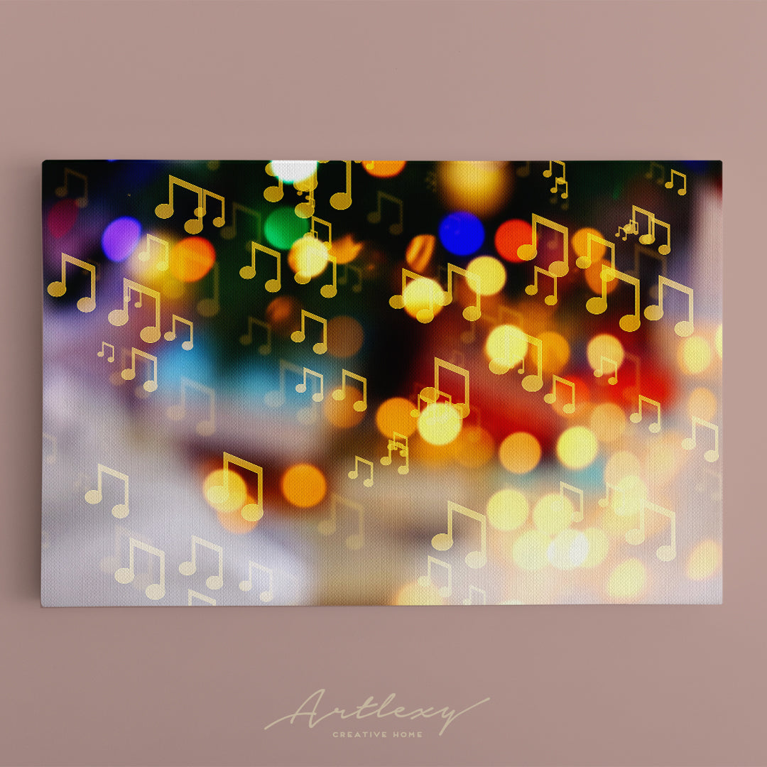 Music Notes on Blurred Lights Canvas Print ArtLexy   