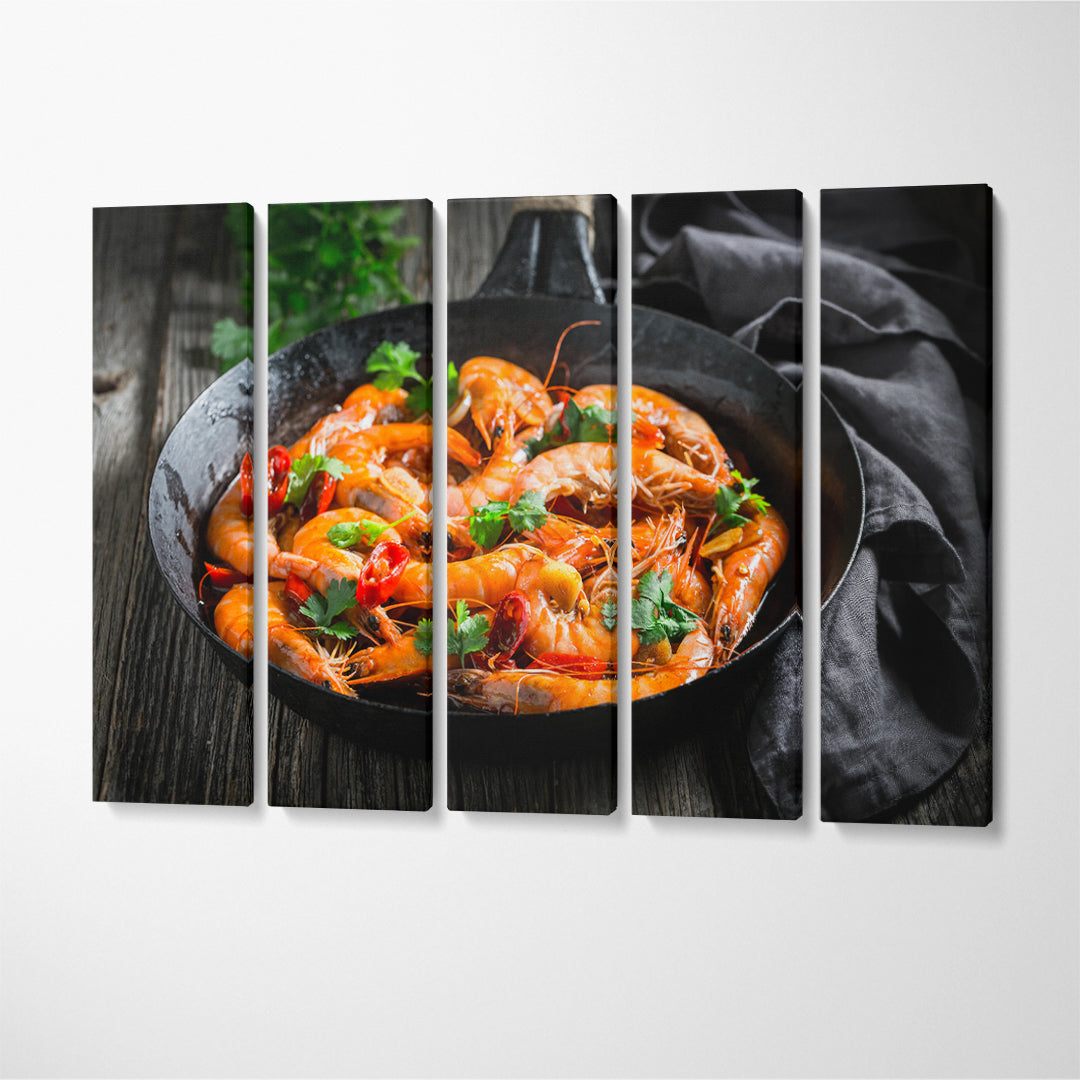 Spicy Fried Shrimp Canvas Print ArtLexy 5 Panels 36"x24" inches 