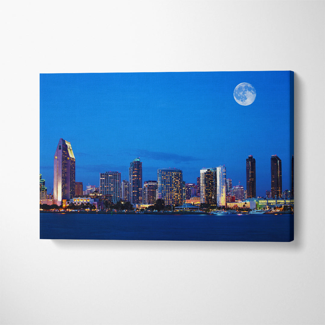 San Diego at Night Canvas Print ArtLexy 1 Panel 24"x16" inches 