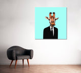 Modern Funny Art Giraffe in Suit Canvas Print ArtLexy   
