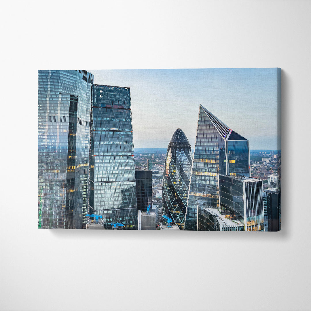 City of London Skyline with Modern Office Buildings Canvas Print ArtLexy 1 Panel 24"x16" inches 
