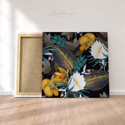 Luxury Tropical Flowers Canvas Print ArtLexy 1 Panel 12"x12" inches 