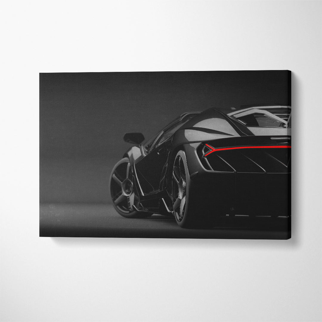 Black Sports Car Canvas Print ArtLexy 1 Panel 24"x16" inches 