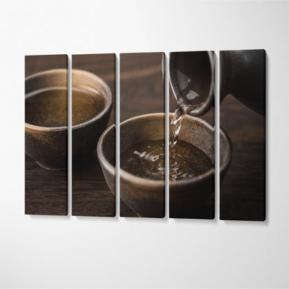 Sake in Sake Bowl Canvas Print ArtLexy 5 Panels 36"x24" inches 