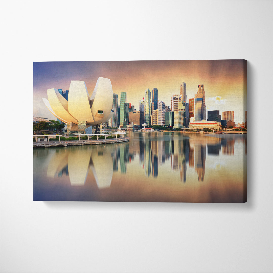 Singapore Skyline During Sunset Canvas Print ArtLexy 1 Panel 24"x16" inches 