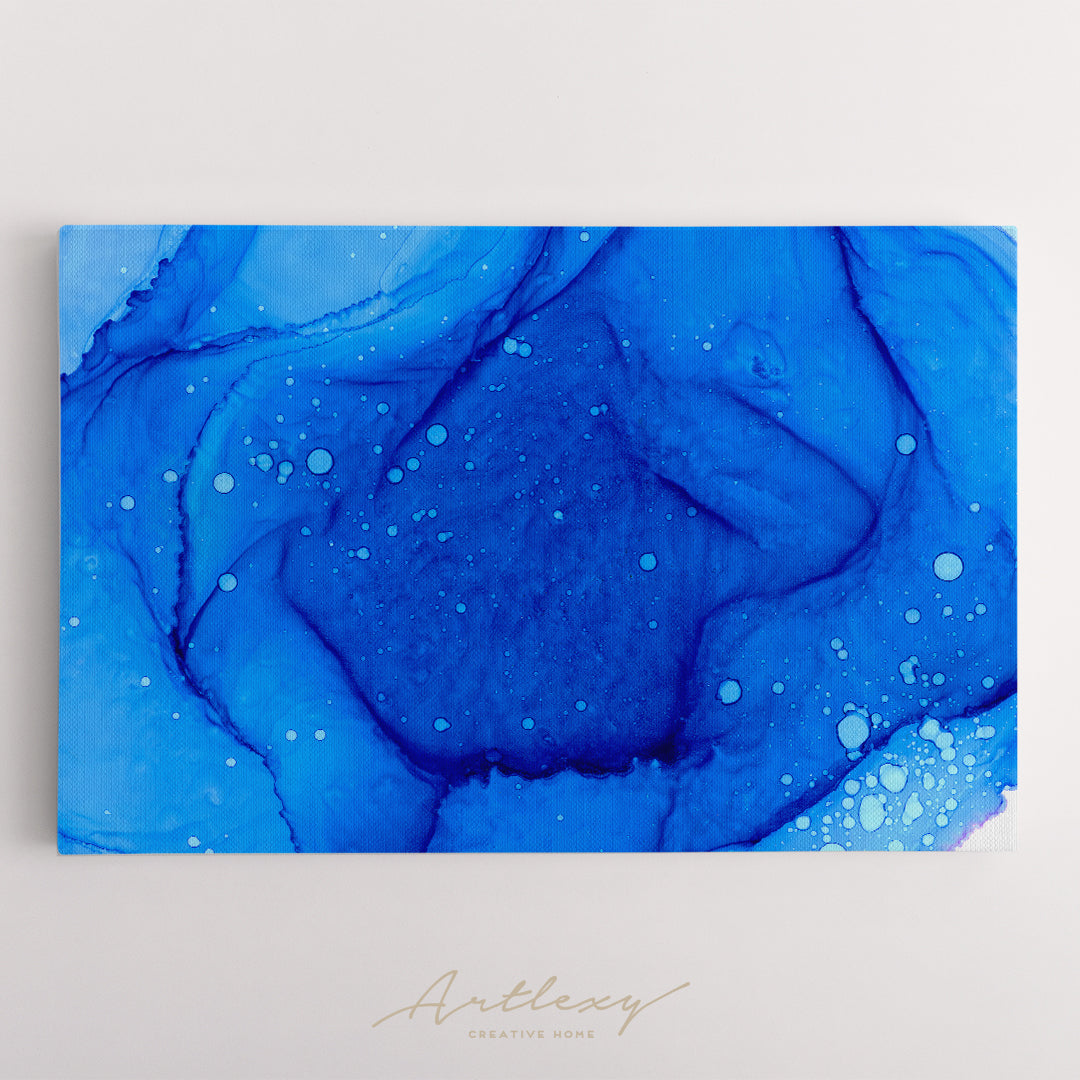 Abstract Blue Watercolor Splashes and Drops Canvas Print ArtLexy   