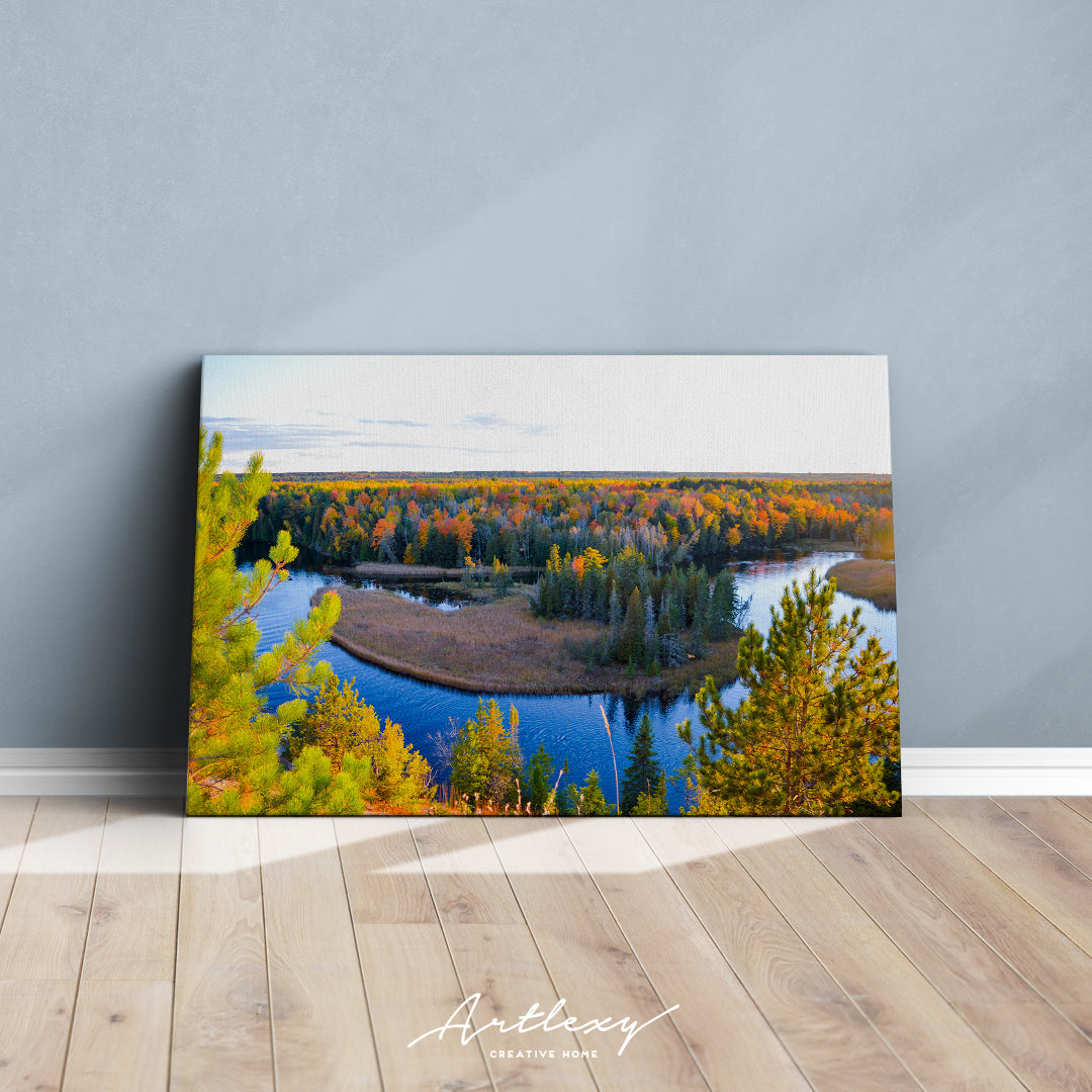 Ausable River Oscoda Michigan in Autumn Canvas Print ArtLexy   
