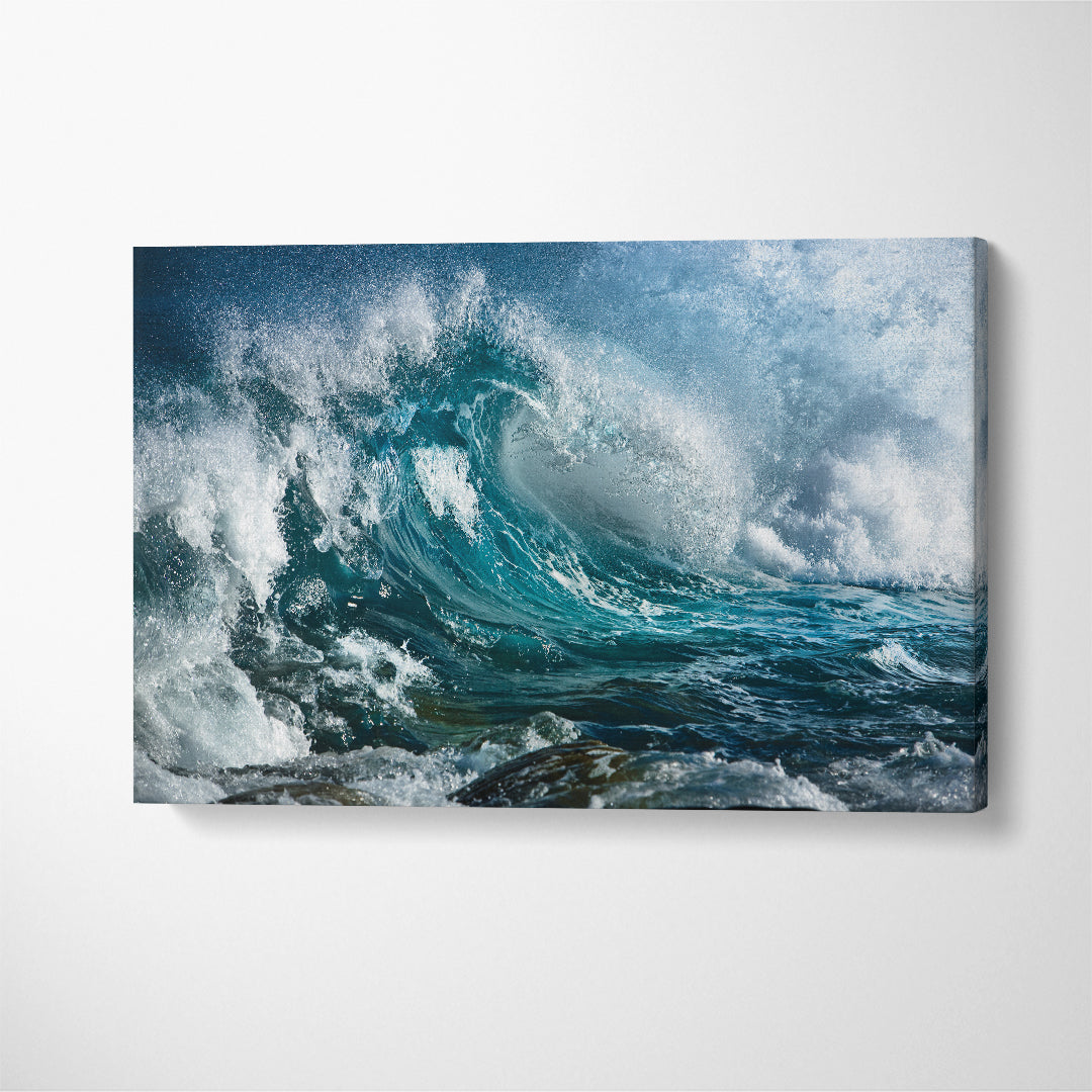 Ocean Waves Crashing Canvas Print ArtLexy 1 Panel 24"x16" inches 