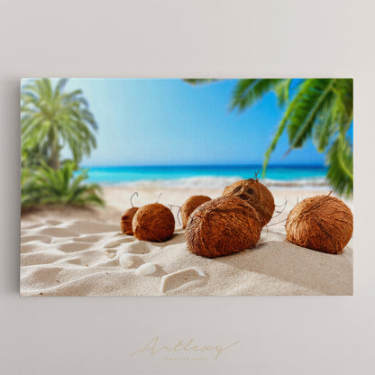Coconuts on Beach Canvas Print ArtLexy   