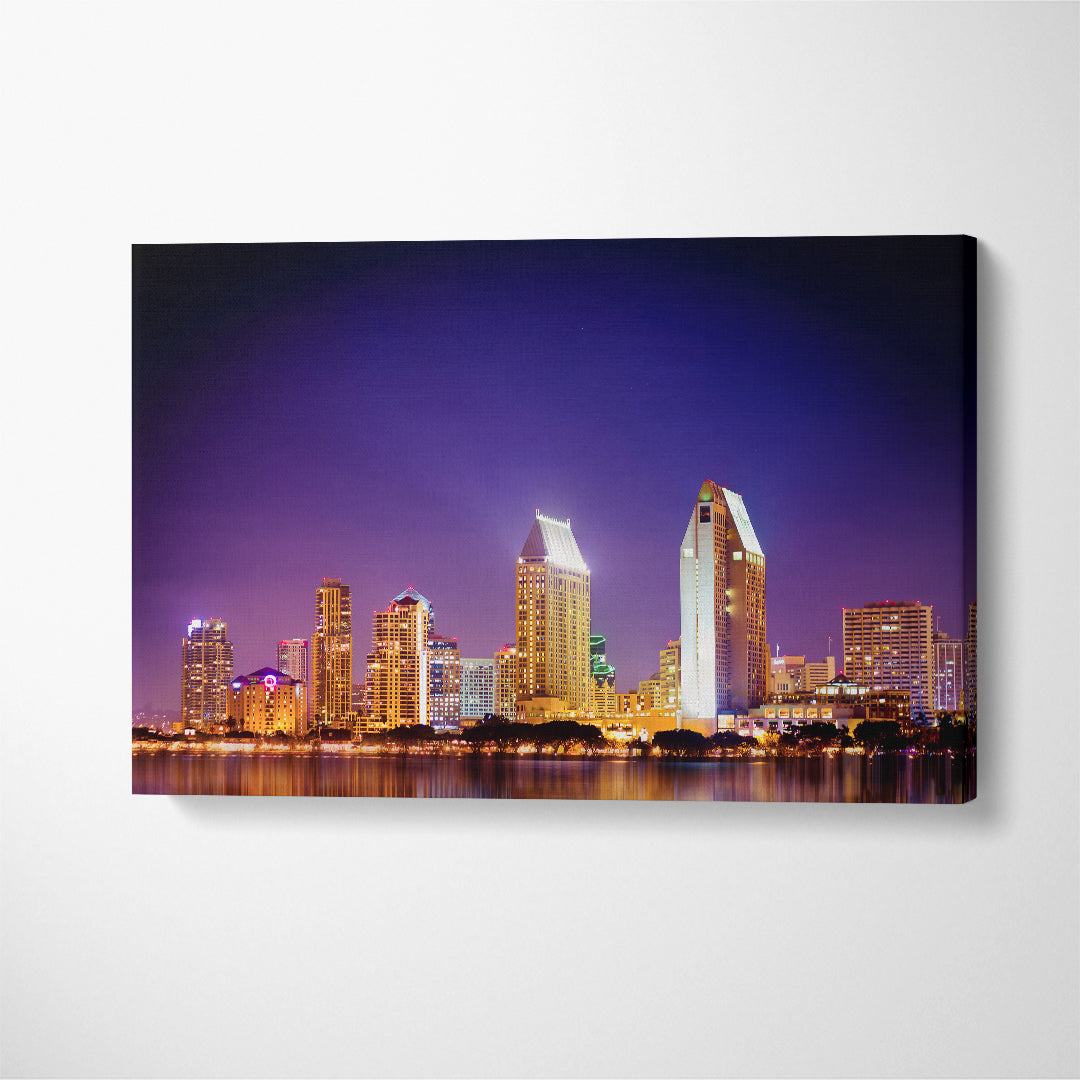 San Diego Skyline California Canvas Print ArtLexy 1 Panel 24"x16" inches 