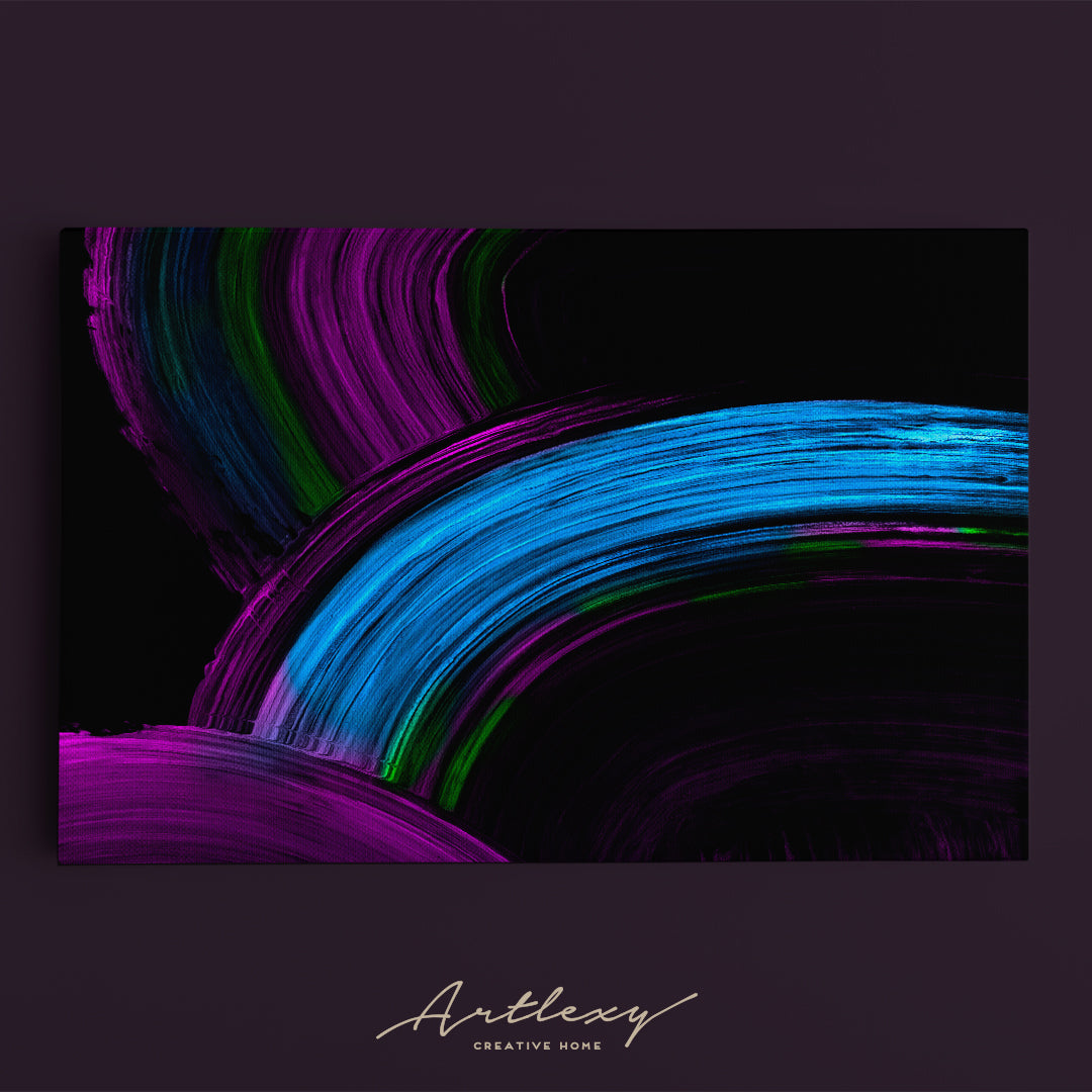 Creative Neon Violet and Blue Brush Strokes Canvas Print ArtLexy   