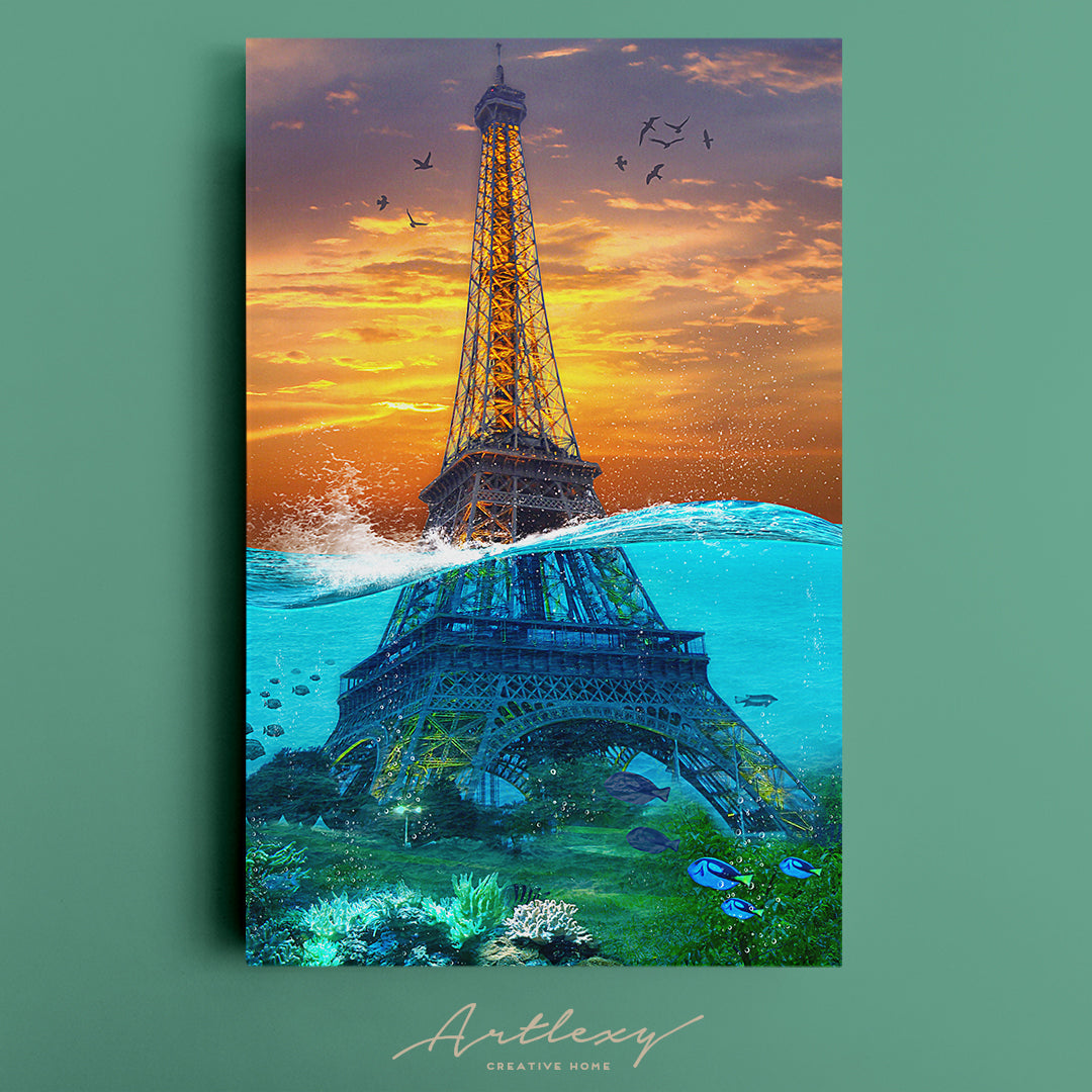 Sunk Eiffel Tower in Surreal Style Canvas Print ArtLexy   