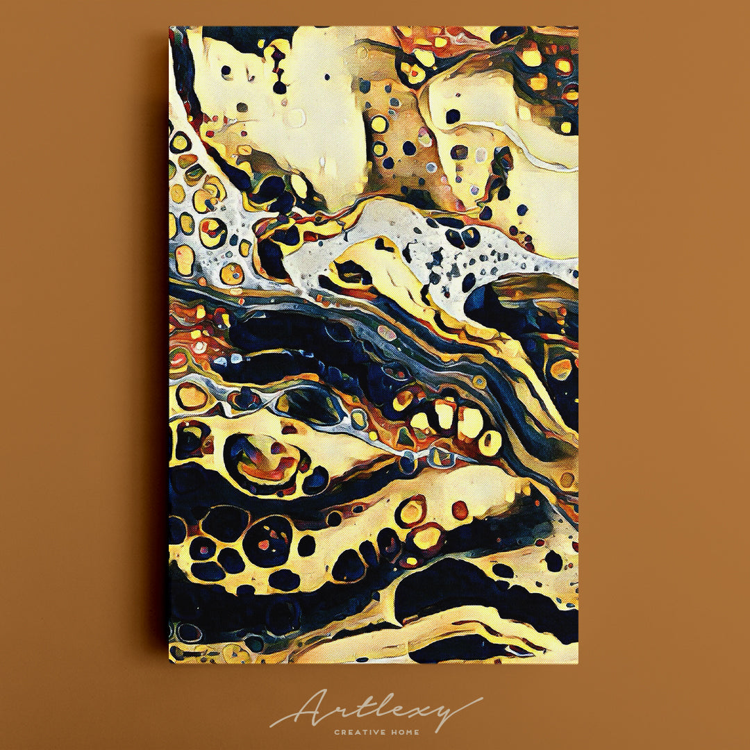Yellow Liquid Marble Waves Canvas Print ArtLexy   