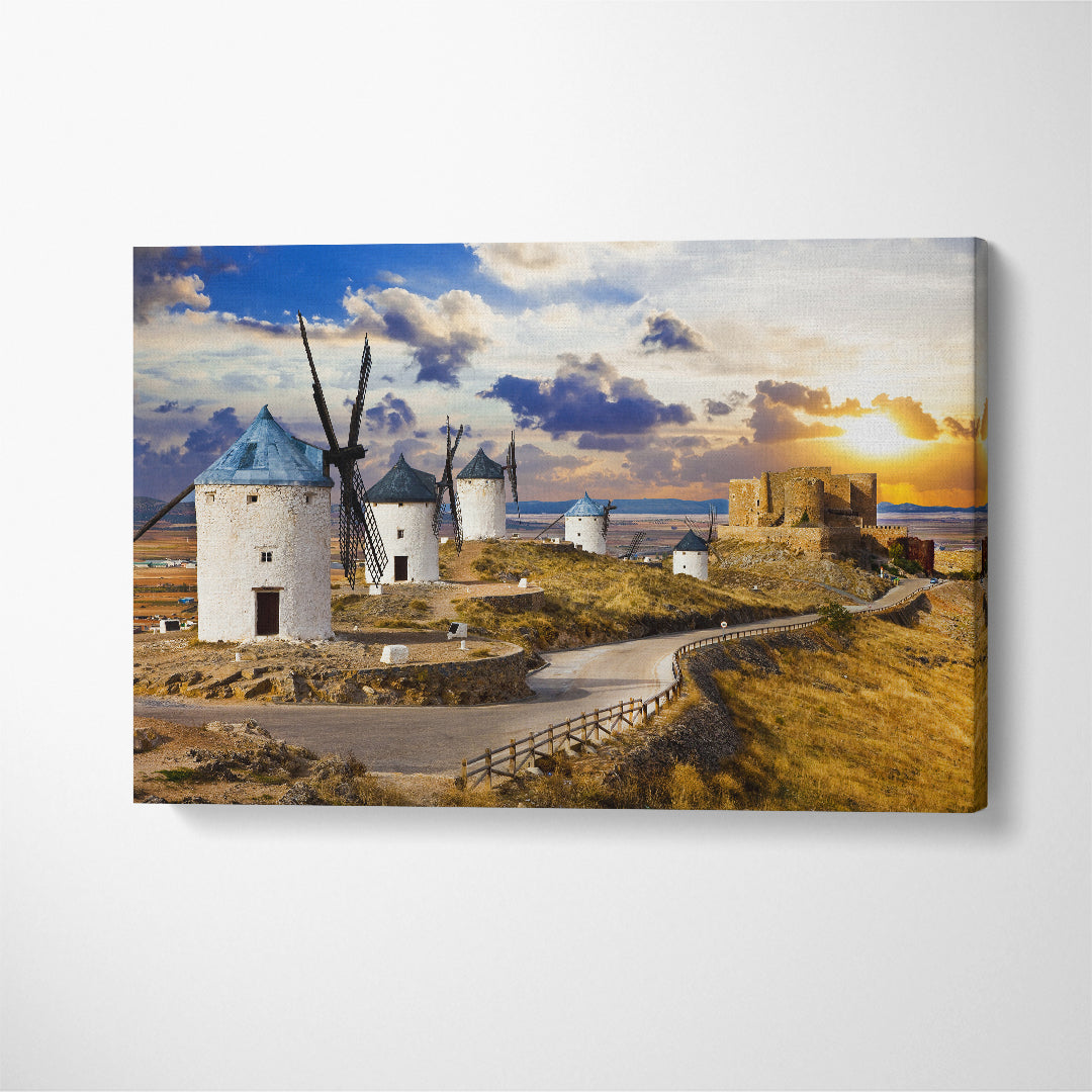 Windmills of Consuegra Spain. Windmills of Don Quixote Canvas Print ArtLexy 1 Panel 24"x16" inches 