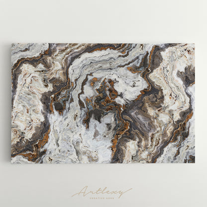 Natural Marble with Curly Grey and Gold Veins Canvas Print ArtLexy   