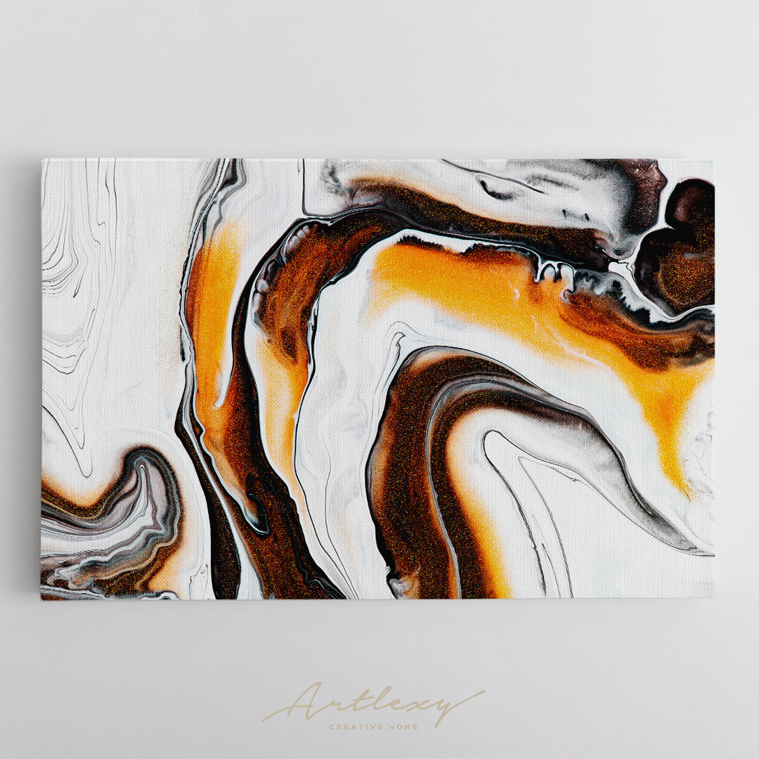 White and Gold Fluid Marble Canvas Print ArtLexy   