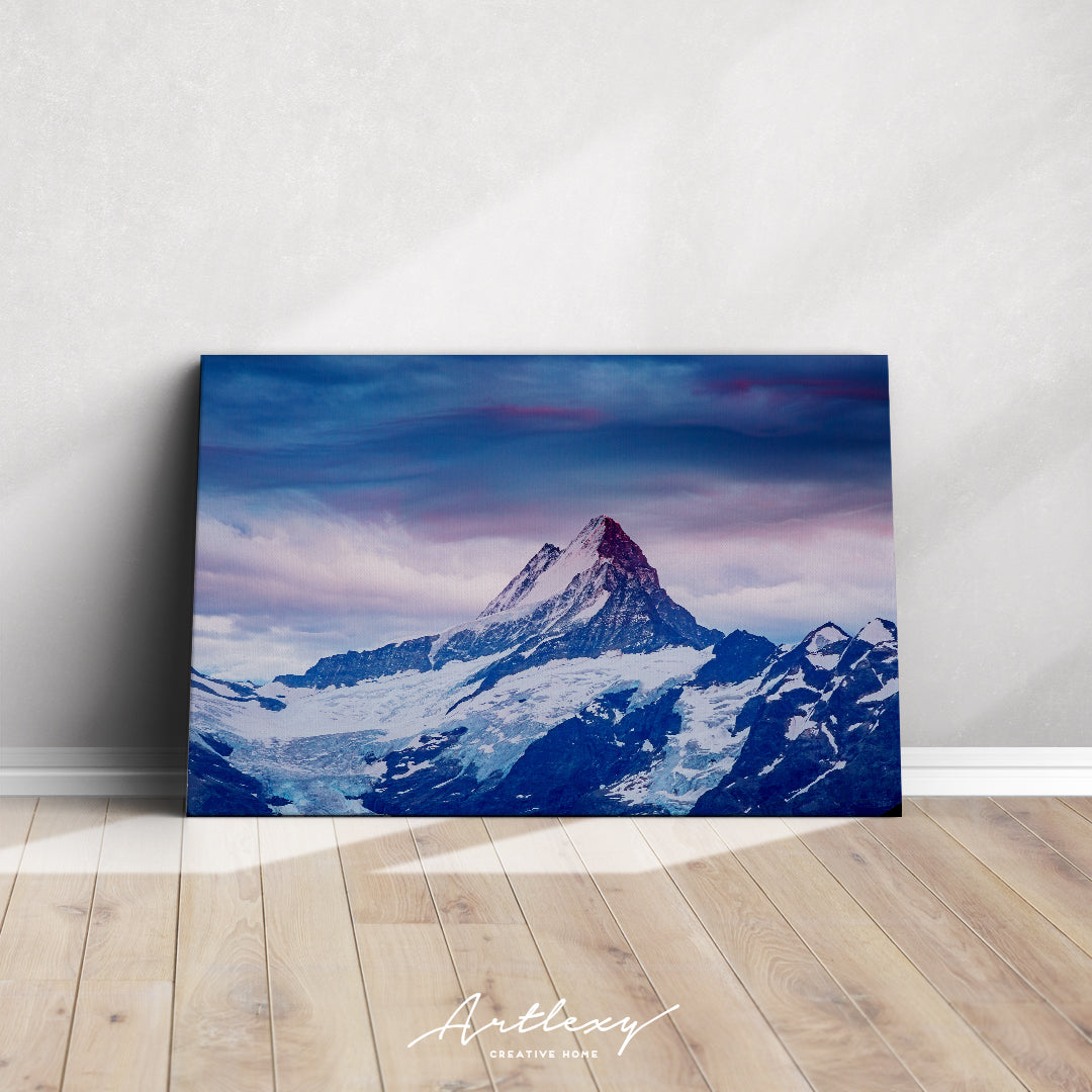 Snowy Mountains in Swiss Alps Canvas Print ArtLexy   