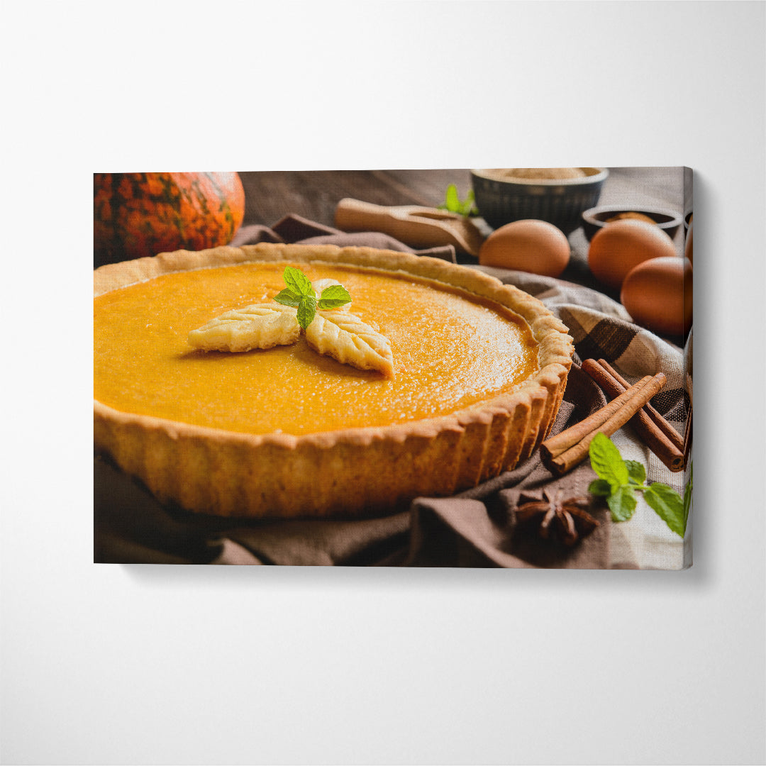 Traditional American Pumpkin Pie Canvas Print ArtLexy 1 Panel 24"x16" inches 