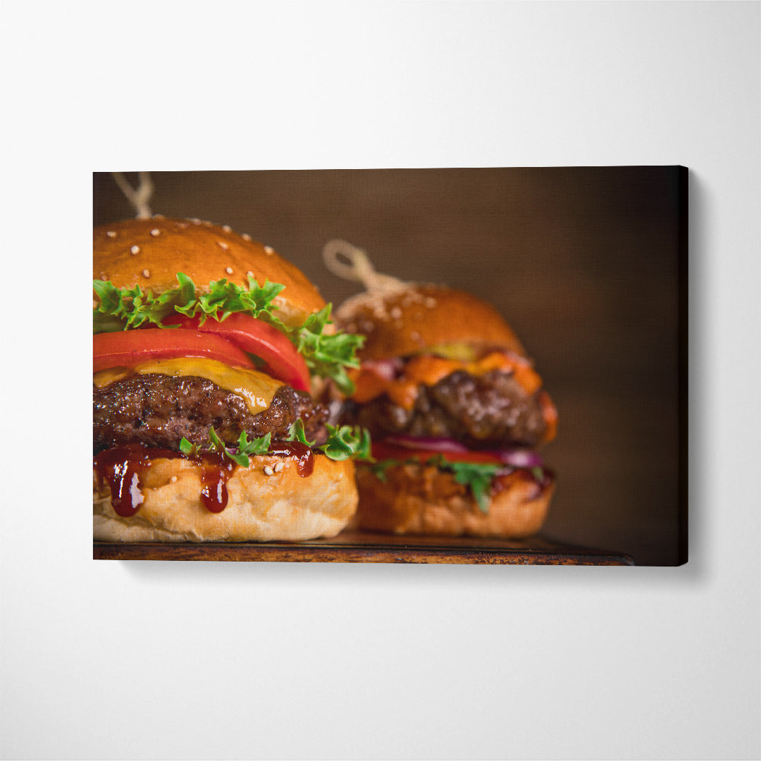 Tasty Burgers Canvas Print ArtLexy 1 Panel 24"x16" inches 