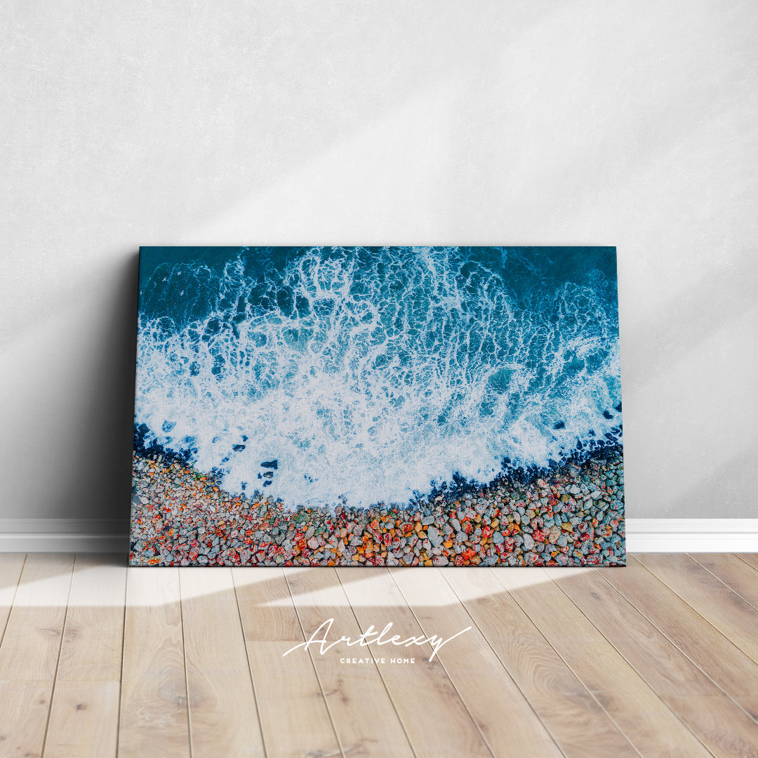 Beautiful Rocky Beach with Sea Waves Canvas Print ArtLexy   