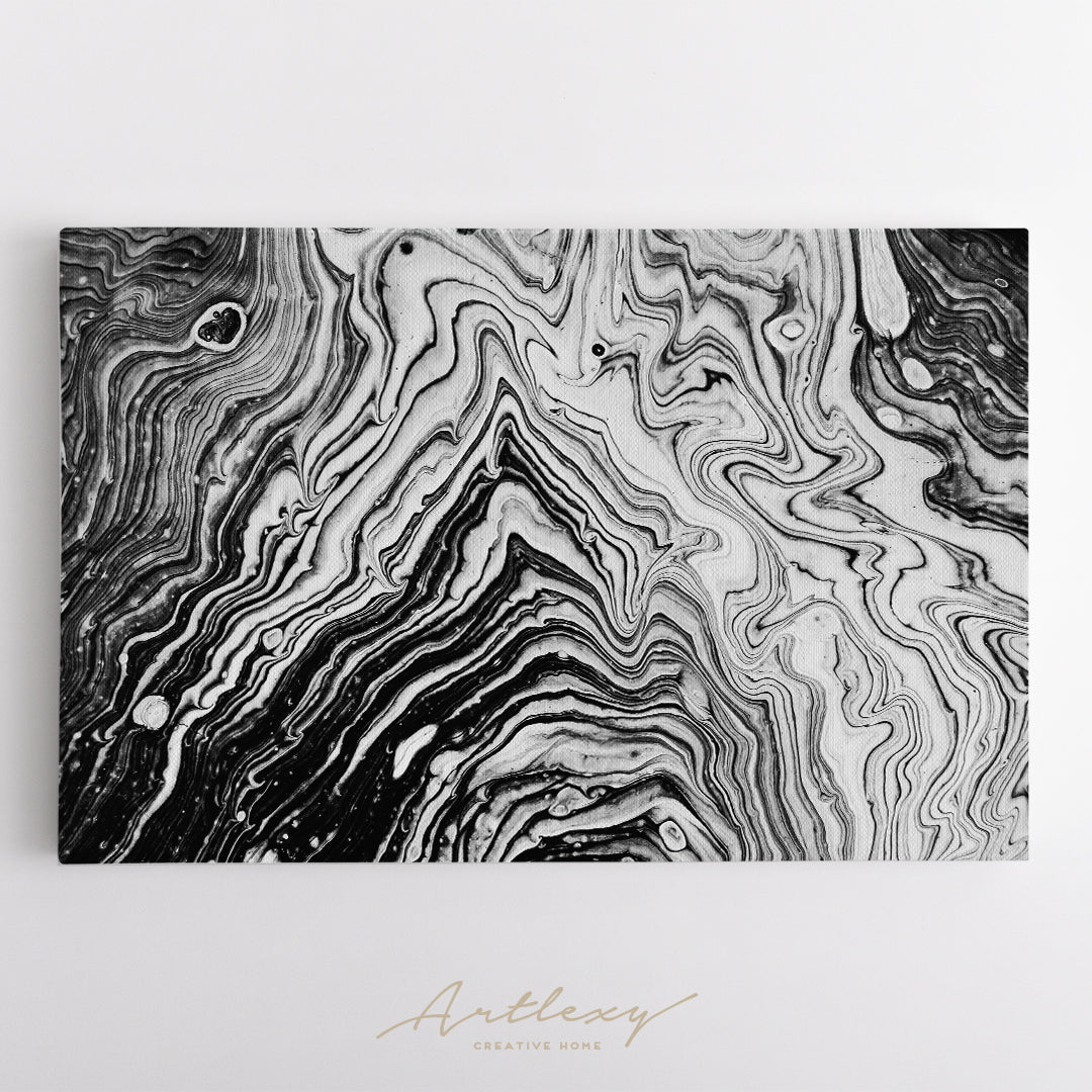 Abstract Black and White Waves and Swirls Canvas Print ArtLexy   