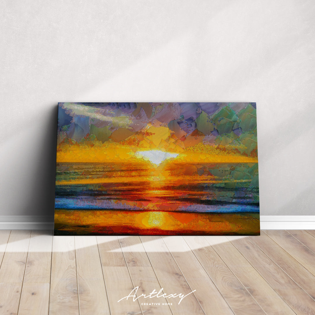 Bright Sea Sunset Canvas Print ArtLexy   