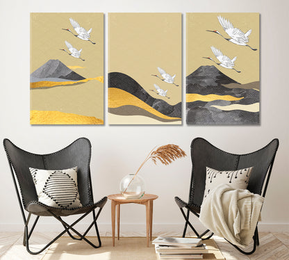 Set of 3 Modern Fuji Mountain Landscape in Japanese Style Canvas Print ArtLexy   