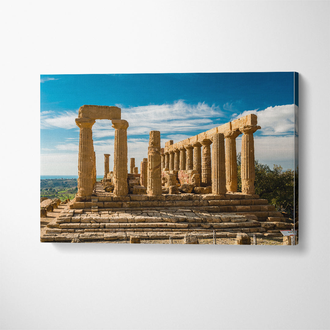 Temple of Juno Ruins Akragas Sicily Italy Canvas Print ArtLexy 1 Panel 24"x16" inches 